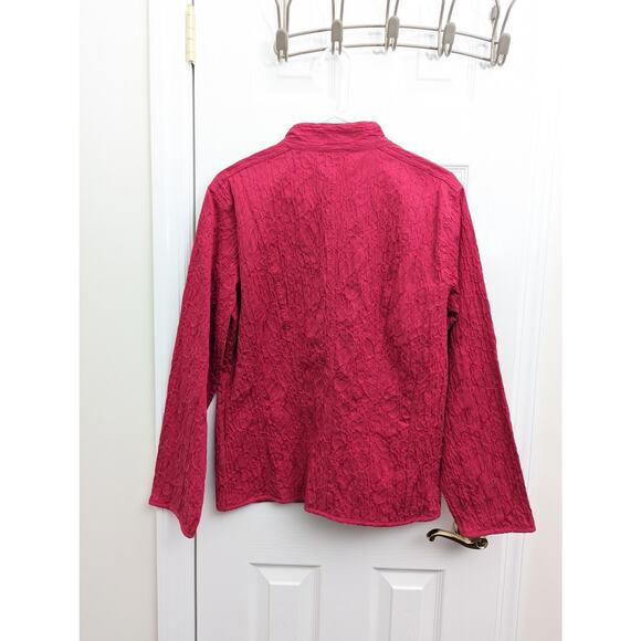 Chico's Jacket Size L Mock Neck Barbiecore Office Work Business Casual Party - Picture 6 of 8